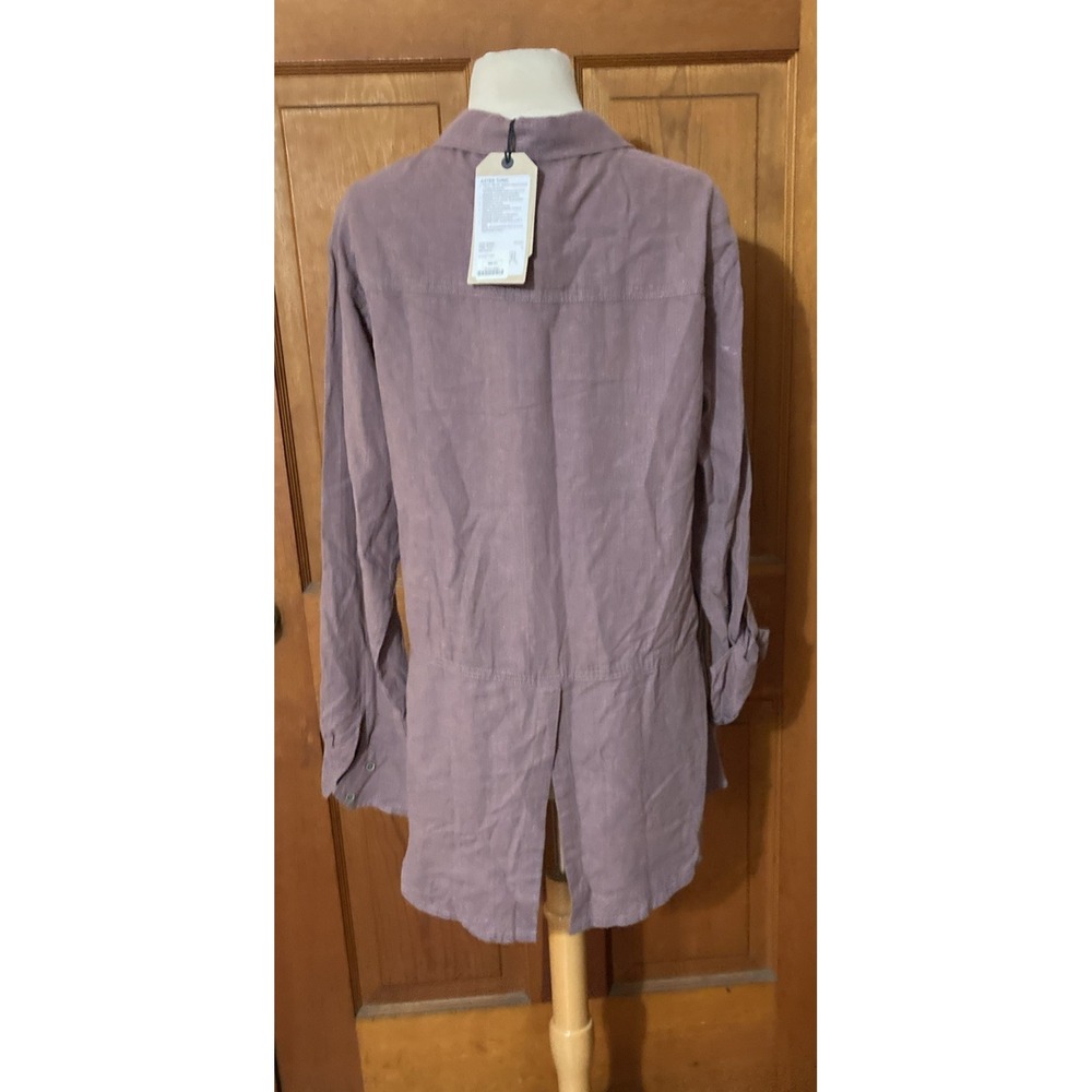 Prana Aster Tunic‎ Women's Sz L New Mauve Hemp Long Sleeve Button Zip Pocket $89 - Picture 2 of 10